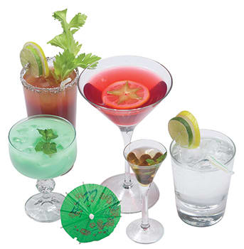 A variety of mixed drinks